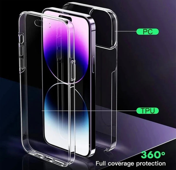 TPU 360 Grad Schutzhülle für iPhone 8-15 Pro Max Transparent - Sparimperium