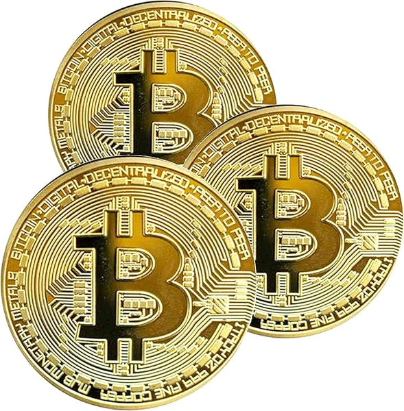 Bitcoin Medaille Glanz-Finish – 24 Karat Echtgold-Überzug – Krypto Sammlerstück - Sparimperium