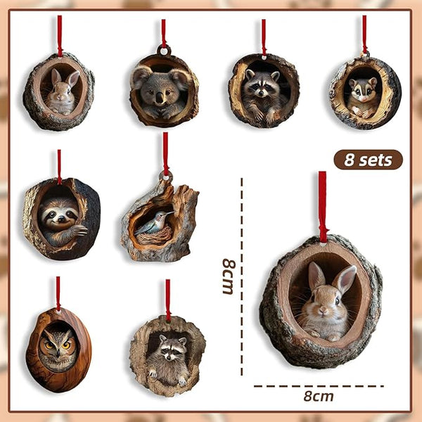 8x Acryl Weihnachtsanhänger Tiere Christbaumschmuck Tier Deko Set