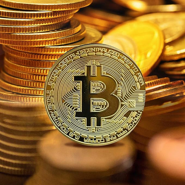 Bitcoin Medaille Glanz-Finish – 24 Karat Echtgold-Überzug – Krypto Sammlerstück - Sparimperium