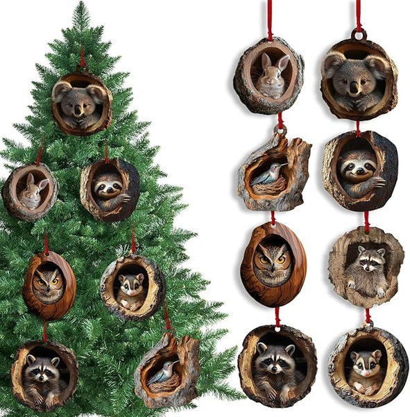 8x Acryl Weihnachtsanhänger Tiere Christbaumschmuck Tier Deko Set