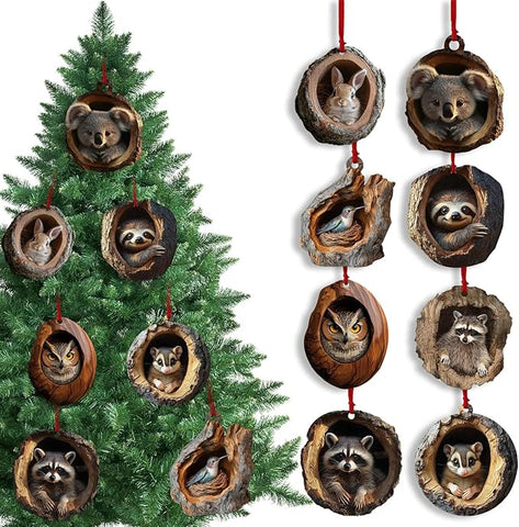 8x Acryl Weihnachtsanhänger Tiere Christbaumschmuck Tier Deko Set