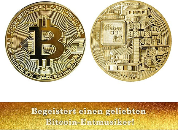 Bitcoin Medaille Glanz-Finish – 24 Karat Echtgold-Überzug – Krypto Sammlerstück - Sparimperium