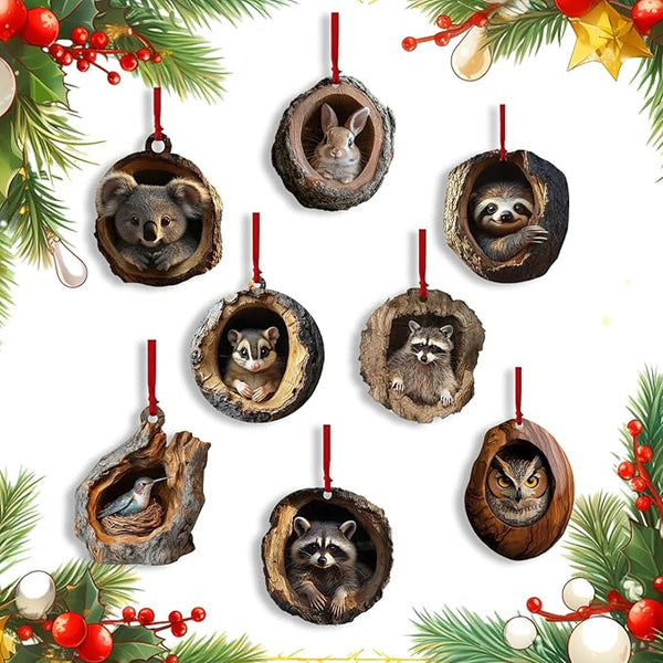 8x Acryl Weihnachtsanhänger Tiere Christbaumschmuck Tier Deko Set