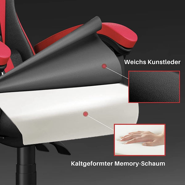 Gaming-Stuhl Ergonomischer Bürostuhl mit Kissen - Sparimperium