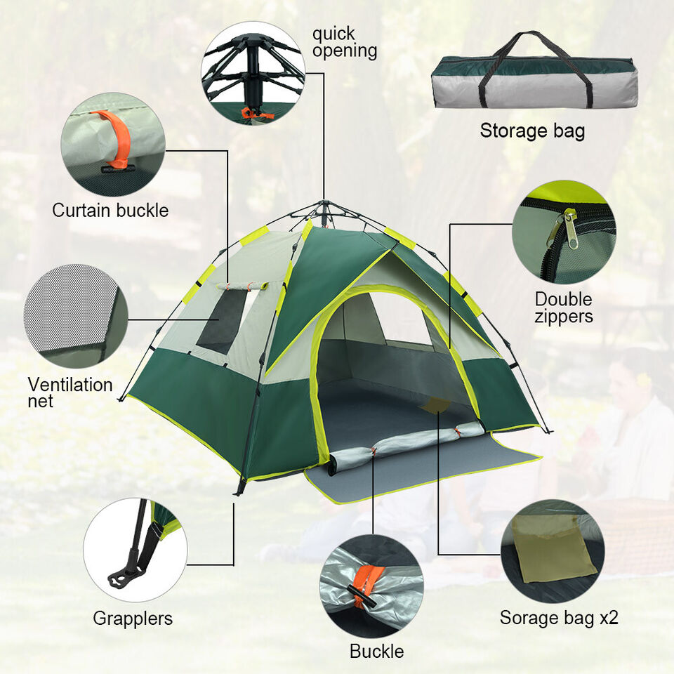 Campingzelt Pop Up Wurfzelt für 3-4 Personen Wasserdicht