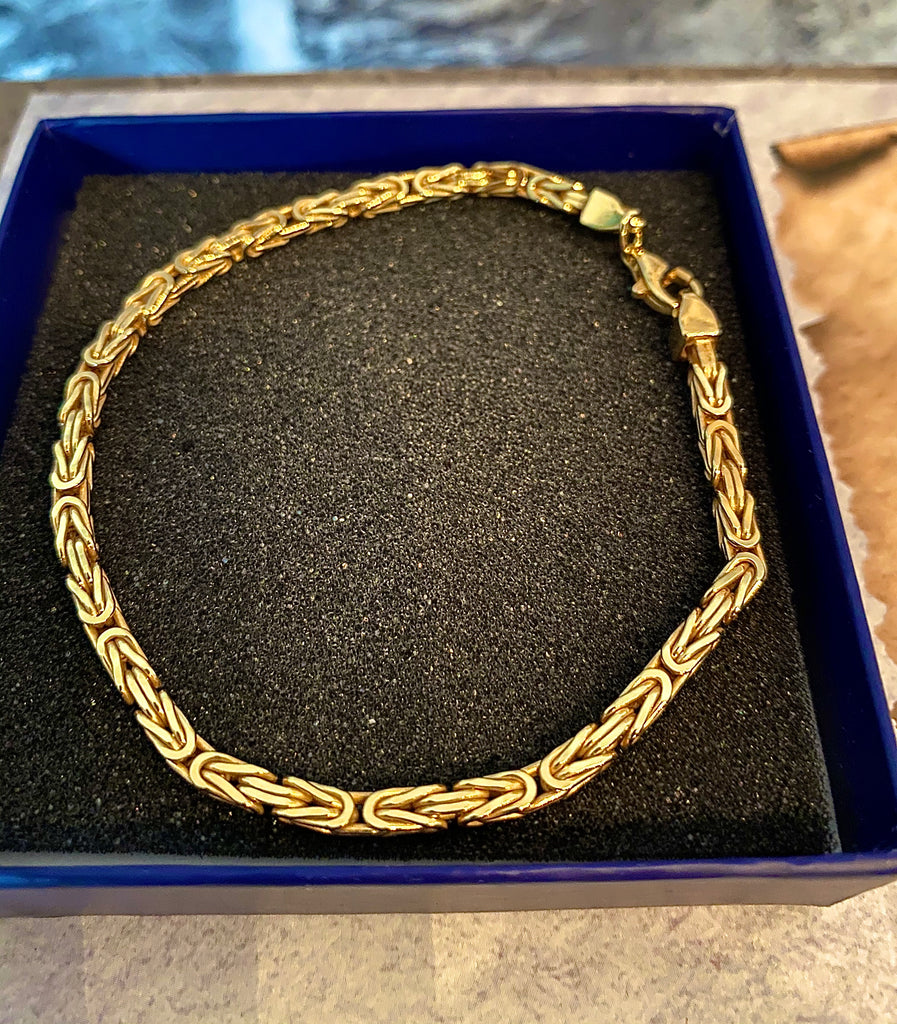Königsarmband 925 Sterling Silber vergoldet diamantiert 19-21 cm